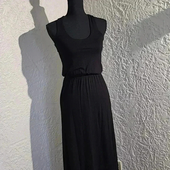 CASLON Sleeveless round neck tank maxi Dress 👗 black xx small - Picture 2 of 9